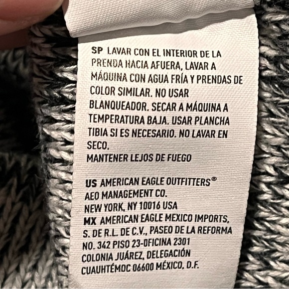 American Eagle Vintage Mens Heathered Black & White Hoodie Sweater - Size Large - Picture 15 of 16